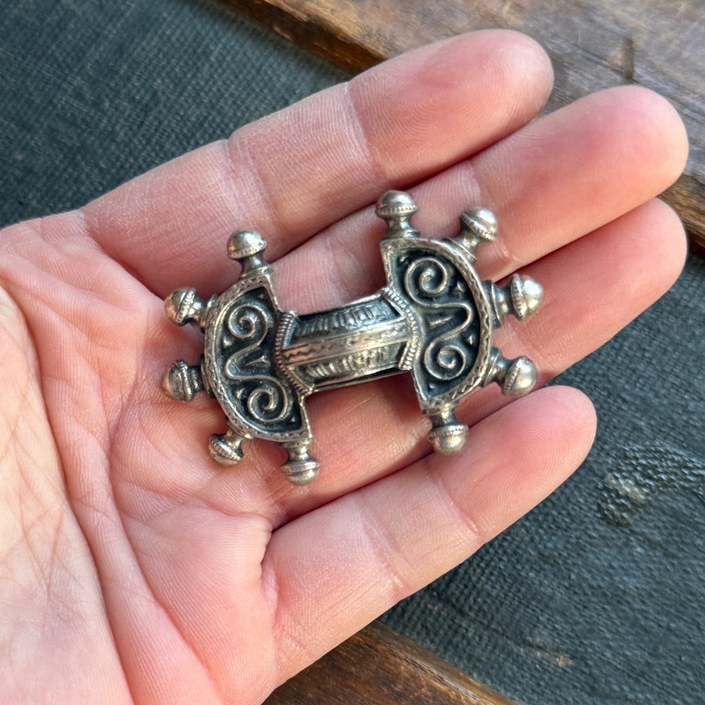 Vintage 1950’s Blachian Antik Schmuck Sterling Silver Fibula Pin Brooch; Germany